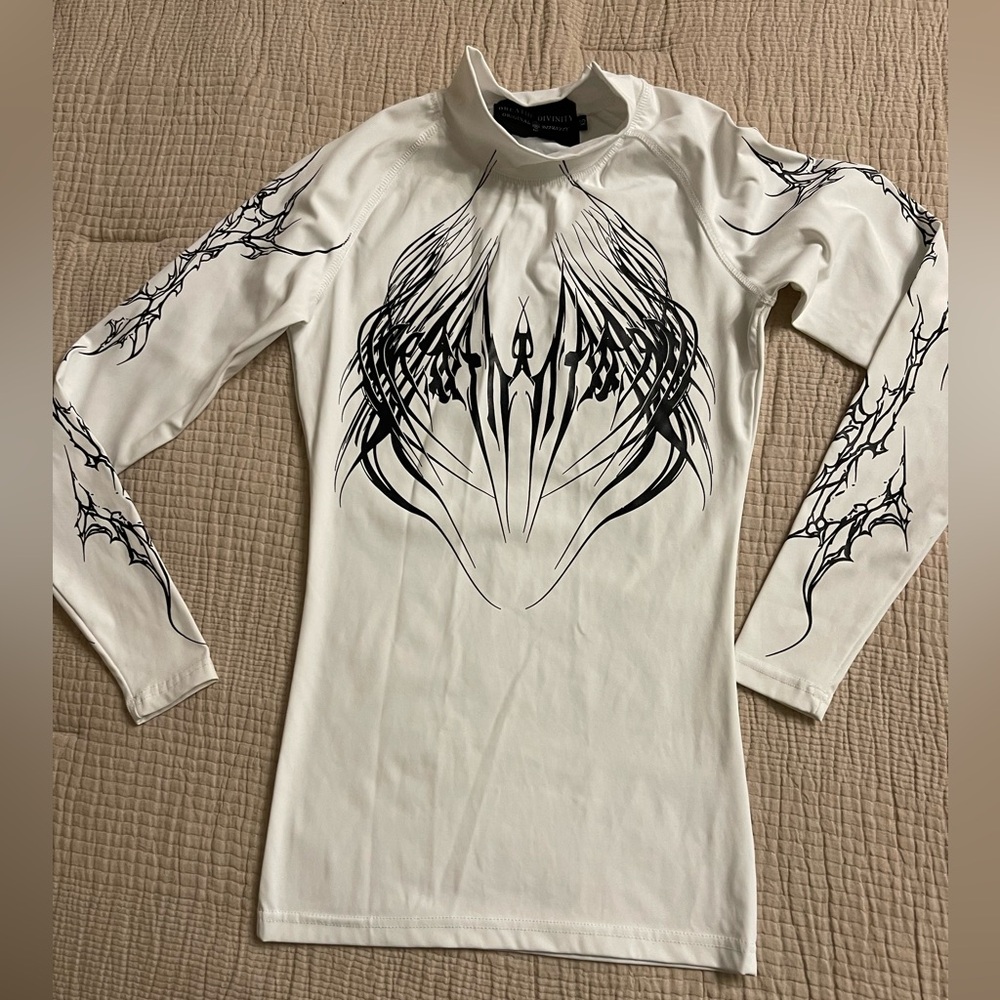 Breathe Divinity Compression Shirt Mens XS White Black Long Sleeve